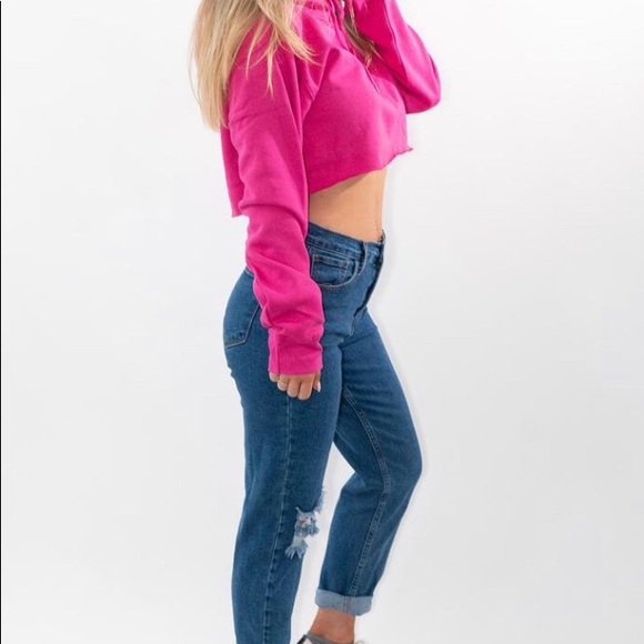 Steaz Apparel Tops - WOMEN Hot Pink Hooded Crop Top